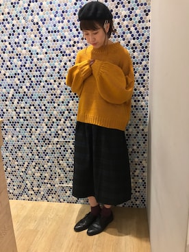 「earth music&ecology（アースミュージックアンドエコロジー）の・チェックギャザースカート ●（スカート）」を使った、にける★さん（レディース・164cm）の秋コーディネート