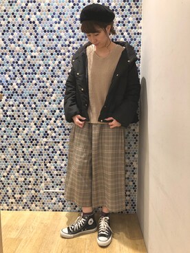 「春物」｜「アイテム（ハンチング/ベレー帽）」を使った、にける★さん（レディース・164cm）の冬コーディネート