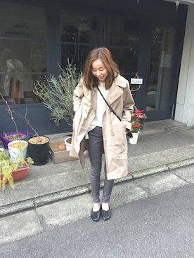 「45R（フォーティファイブアール）のアイテム（トレンチコート）」を使った、maokoさん（レディース・160cm）の春コーディネート
