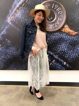 「Right-on（ライトオン）のアイテム（アンサンブル）」を使った、Right-on 店舗スタッフさん（レディース・161cm）の春コーディネート