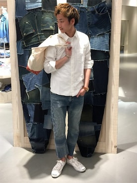 「Big John（ビッグジョン）のアイテム」を使った、Right-on 店舗スタッフさん（メンズ・180cm）の春コーディネート