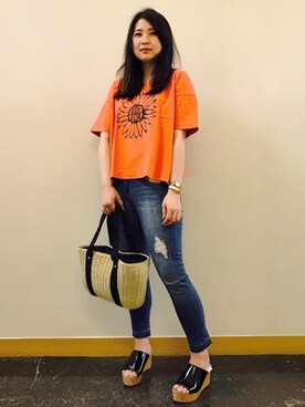 Right-on 店舗スタッフさん(レディース・158cm)の夏コーディネート