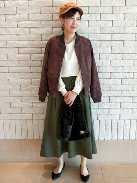 「BACK NUMBER（バックナンバー）のアイテム（ブルゾン）」を使った、Right-on 店舗スタッフさん（レディース・160cm）の秋コーディネート