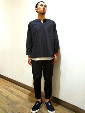 「Champion（チャンピオン）のアイテム（ニットキャップ/ビーニー）」を使った、Right-on 店舗スタッフさん（メンズ・171cm）の秋コーディネート