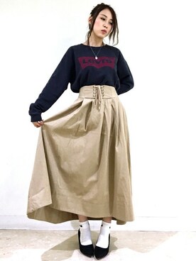 「BACK NUMBER（バックナンバー）のアイテム（シューズ）」を使った、Right-on 店舗スタッフさん（レディース・154cm）の秋コーディネート