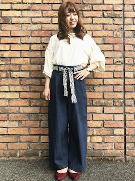 「BACK NUMBER（バックナンバー）のアイテム（シューズ）」を使った、Right-on 店舗スタッフさん（レディース・157cm）の秋コーディネート