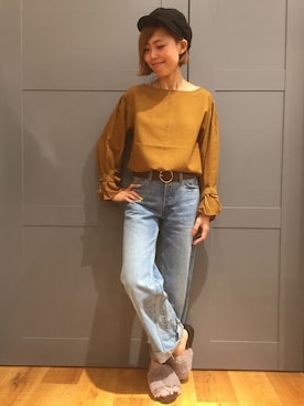 「Altered（オルタード）のアイテム」を使った、Right-on 店舗スタッフさん（レディース・164cm）の秋コーディネート