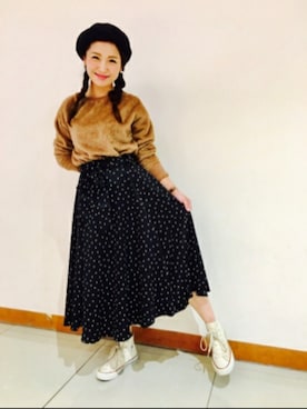 「アイテム（パーカー、イエロー系）」を使った、Right-on 店舗スタッフさん（レディース・153cm）の秋コーディネート