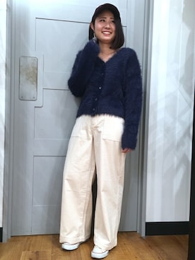 「Right-on（ライトオン）のアイテム（キャップ）」を使った、Right-on 店舗スタッフさん（レディース・159cm）の秋コーディネート