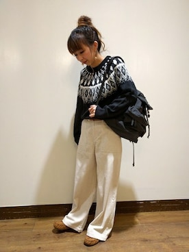 「モカシン」｜Right-on 店舗スタッフさん（レディース・161cm）の秋コーディネート