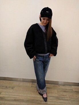 「FILA（フィラ）のアイテム（帽子）」を使った、Right-on 店舗スタッフさん（レディース・164cm）の秋コーディネート