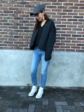 「Right-on（ライトオン）のアイテム（ブルゾン）」を使った、Right-on 店舗スタッフさん（レディース・158cm）の秋コーディネート