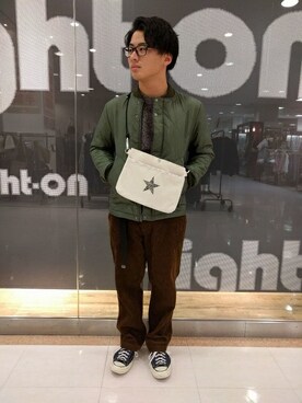 「BACK NUMBER（バックナンバー）のアイテム（スウェット）」を使った、Right-on 店舗スタッフさん（メンズ・163cm）の秋コーディネート