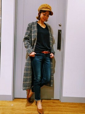 「BACK NUMBER（バックナンバー）のアイテム（その他アウター）」を使った、Right-on 店舗スタッフさん（レディース・155cm）の秋コーディネート