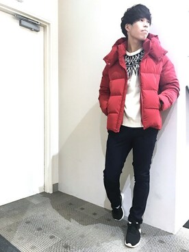 「BACK NUMBER（バックナンバー）のアイテム（ダウンジャケット/コート）」を使った、Right-on 店舗スタッフさん（メンズ・178cm）の秋コーディネート