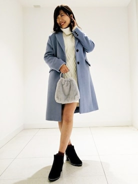 「BACK NUMBER（バックナンバー）のアイテム（チェスターコート）」を使った、Right-on 店舗スタッフさん（レディース・161cm）の秋コーディネート