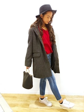 「BACK NUMBER（バックナンバー）のアイテム（その他アウター）」を使った、Right-on 店舗スタッフさん（レディース・159cm）の秋コーディネート