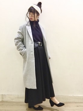 「BACK NUMBER（バックナンバー）のアイテム（チェスターコート）」を使った、Right-on 店舗スタッフさん（レディース・152cm）の秋コーディネート