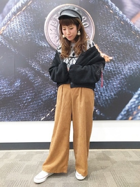 「※ALPHA（アルファ）のアイテム（ブルゾン）」を使った、Right-on 店舗スタッフさん（レディース・157cm）の冬コーディネート