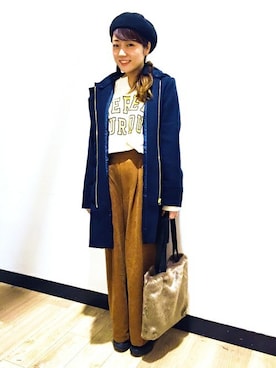 「Right-on（ライトオン）のアイテム（その他アウター）」を使った、Right-on 店舗スタッフさん（レディース・156cm）の冬コーディネート