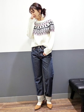 「Levi's」｜Right-on 店舗スタッフさん（レディース・165cm）の冬コーディネート