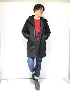 「BACK NUMBER（バックナンバー）のアイテム（モッズコート）」を使った、Right-on 店舗スタッフさん（メンズ・173cm）の冬コーディネート