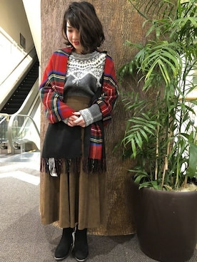 「Right-on（ライトオン）のアイテム（ブーティ）」を使った、Right-on 店舗スタッフさん（レディース・154cm）の冬コーディネート