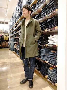 「BACK NUMBER（バックナンバー）のアイテム（モッズコート）」を使った、Right-on 店舗スタッフさん（メンズ・174cm）の冬コーディネート