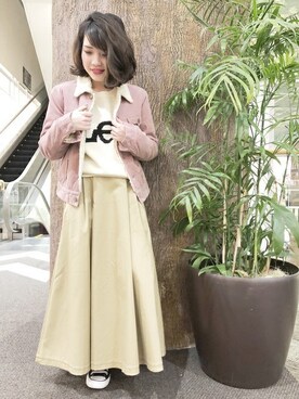 「Lee（リー）のアイテム（ブルゾン）」を使った、Right-on 店舗スタッフさん（レディース・154cm）の冬コーディネート