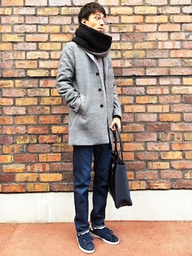 「Right-on（ライトオン）のアイテム（トートバッグ）」を使った、Right-on 店舗スタッフさん（メンズ・185cm）の冬コーディネート