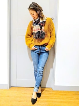 「Levi's」｜Right-on 店舗スタッフさん（レディース・155cm）の冬コーディネート