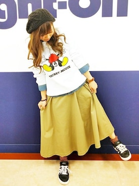 「Dickies（ディッキーズ）のアイテム（トップス）」を使った、Right-on 店舗スタッフさん（レディース・154cm）の冬コーディネート