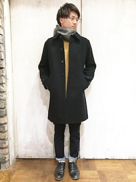「BACK NUMBER（バックナンバー）のアイテム（ステンカラーコート）」を使った、Right-on 店舗スタッフさん（メンズ・170cm）の冬コーディネート