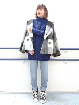 「Right-on（ライトオン）のアイテム（その他アウター）」を使った、Right-on 店舗スタッフさん（レディース・152cm）の冬コーディネート