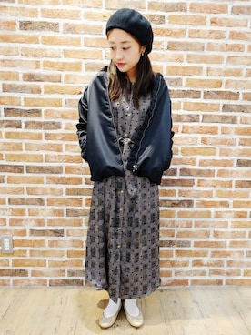 「Right-on（ライトオン）のアイテム（ワンピース/ドレス）」を使った、Right-on 店舗スタッフさん（レディース・153cm）の冬コーディネート