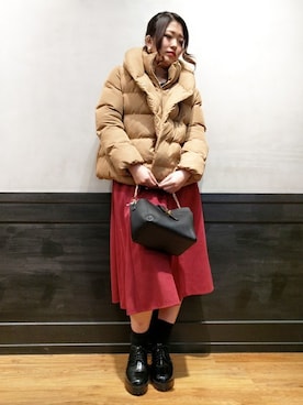 「BACK NUMBER（バックナンバー）のアイテム（ダウンジャケット/コート）」を使った、Right-on 店舗スタッフさん（レディース・165cm）の冬コーディネート