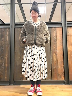「Right-on（ライトオン）のアイテム（MA-1）」を使った、Right-on 店舗スタッフさん（レディース・164cm）の冬コーディネート