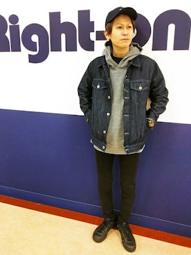 「BACK NUMBER（バックナンバー）のアイテム（デニムジャケット）」を使った、Right-on 店舗スタッフさん（メンズ・167cm）の冬コーディネート