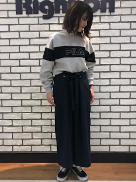 「FILA」｜Right-on 店舗スタッフさん（レディース・168cm）の冬コーディネート