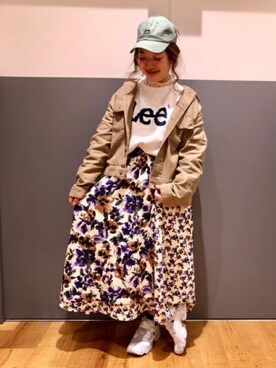 「BACK NUMBER（バックナンバー）のアイテム（ミリタリージャケット）」を使った、Right-on 店舗スタッフさん（レディース・153cm）の冬コーディネート