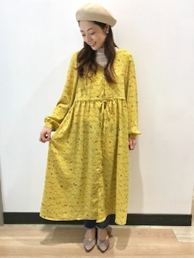 「ロング丈」｜Right-on 店舗スタッフさん（レディース・158cm）の春コーディネート