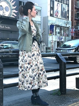 「Right-on（ライトオン）のアイテム（ワンピース/ドレス）」を使った、Right-on 店舗スタッフさん（レディース・170cm）の春コーディネート