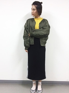 「Right-on（ライトオン）のアイテム（ブルゾン）」を使った、Right-on 店舗スタッフさん（レディース・164cm）の春コーディネート