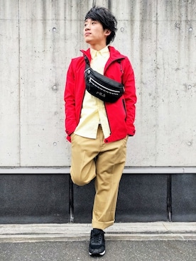「Right-on（ライトオン）のアイテム（チノパンツ）」を使った、Right-on 店舗スタッフさん（メンズ・163cm）の春コーディネート