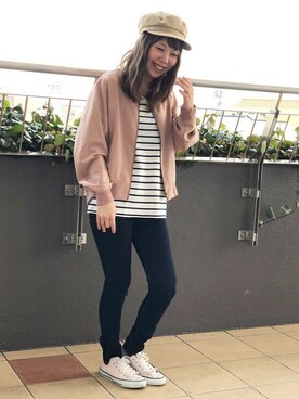 「Right-on（ライトオン）のアイテム（ブルゾン）」を使った、Right-on 店舗スタッフさん（レディース・157cm）の春コーディネート