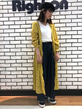 「シャツワンピ」｜Right-on 店舗スタッフさん（レディース・168cm）の春コーディネート
