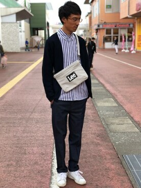 「Right-on（ライトオン）のアイテム（チノパンツ）」を使った、Right-on 店舗スタッフさん（メンズ・185cm）の春コーディネート