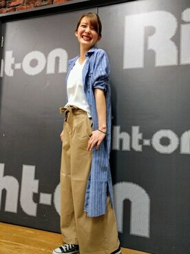 「Right-on（ライトオン）のアイテム（ワンピース/ドレス）」を使った、Right-on 店舗スタッフさん（レディース・165cm）の春コーディネート