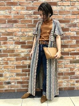 「Right-on（ライトオン）のアイテム（ワンピース/ドレス）」を使った、Right-on 店舗スタッフさん（レディース・157cm）の春コーディネート