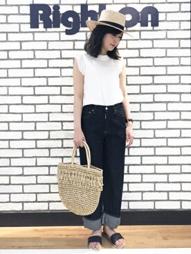 「Right-on（ライトオン）のアイテム（サンダル）」を使った、Right-on 店舗スタッフさん（レディース・168cm）の春コーディネート